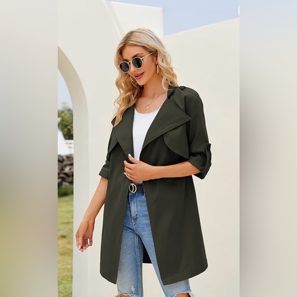 Army Green Trench Coat | Size Medium - Picture 3 of 14